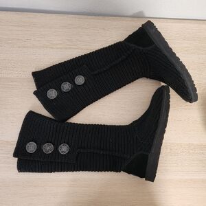 UGG Australia 5819 Black Classic Cardy Sweater Knit Tall Boots Women's Size 8